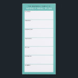 Aquamarine Minimalistische Einfache Familienplanun Magnetischer Notizblock<br><div class="desc">Schreiben Sie Ihre Abendessen auf diesem Magnettafel, damit Sie die wöchentlichen Mahlzeiten ganz einfach planen und auf Ihren Kühlschrank, Ihre Pantry-Tür oder Ihr Kommandozentrum legen können. Die schlichte, moderne Gestaltung in aquamarin-blau, schwarz und weiß mit serifenlosen Schriftart wird jedem visuell organisierten Feinschmecker gefallen. Personalisieren Sie den Namenstext an der Spitze...</div>