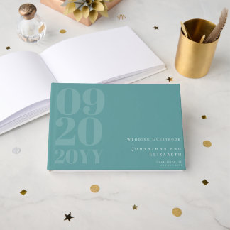 Aquamarine Minimalistische Fett-Hochzeit Gästebuch