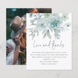 Aquamarine Mist Florals Foto Liebe Dank Hochzeit