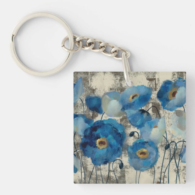 Aquamarine mit Blumen Schlüsselanhänger (Vorderseite)