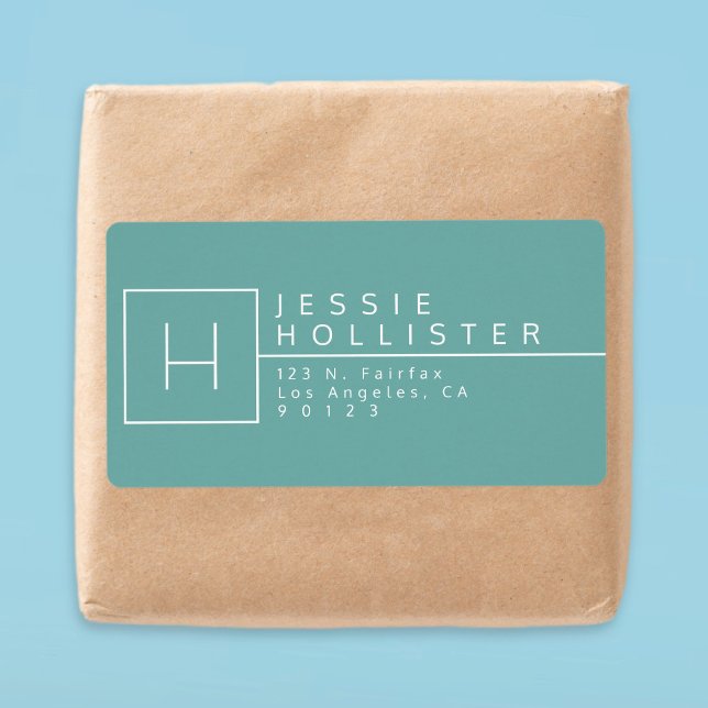 Aquamarine Mit Monogramm Rücksendeadresse (Von Creator hochgeladen)