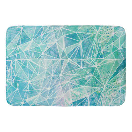Aquamarine mit weißem Geometriespannraum Badematte