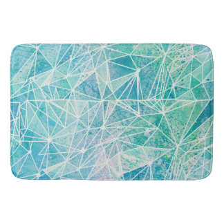 Aquamarine mit weißem Geometriespannraum Badematte