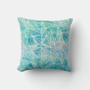 Aquamarine mit weißem Geometriespannraum Kissen
