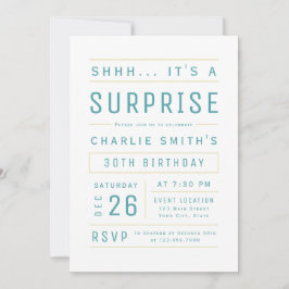 Aquamarine, moderne, einfache Typografie Überrasch Einladung