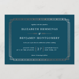 Aquamarine Moderne Kunst-Déco Rose Einladung