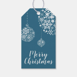 Aquamarine moderne Schneeflocken Frohe Weihnachtsg Geschenkanhänger