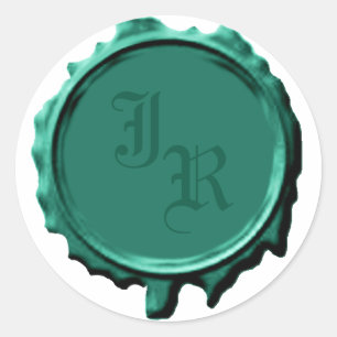 Aquamarine Mongram-Siegel-Hochzeitsticker Runder Aufkleber