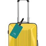 Aquamarine Monogramm-Initialen Gepäckanhänger<br><div class="desc">Ein aquamariner Hintergrund. Personalisieren Sie Ihre Monogrammbriefe und den vollständigen Namen auf der Vorderseite. Ihre Kontaktinformationen auf der Rückseite.</div>