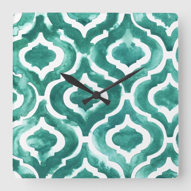 Aquamarine-Motiv IV Quadratische Wanduhr (Vorderseite)