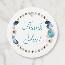 Aquamarine Muscheln und Perlen Quinceanera Gastges Geschenkanhänger