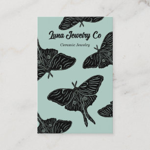 Aquamarine mystical Luna Moth Blank Business Card Visitenkarte