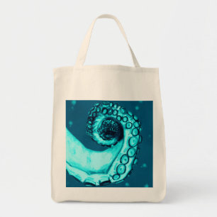 Aquamarine Nautic Tattoo Style Octopus Tentacle Ta Tragetasche