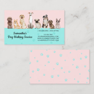 Aquamarine, Niedliche Paws Aquarellhunde Visitenkarte