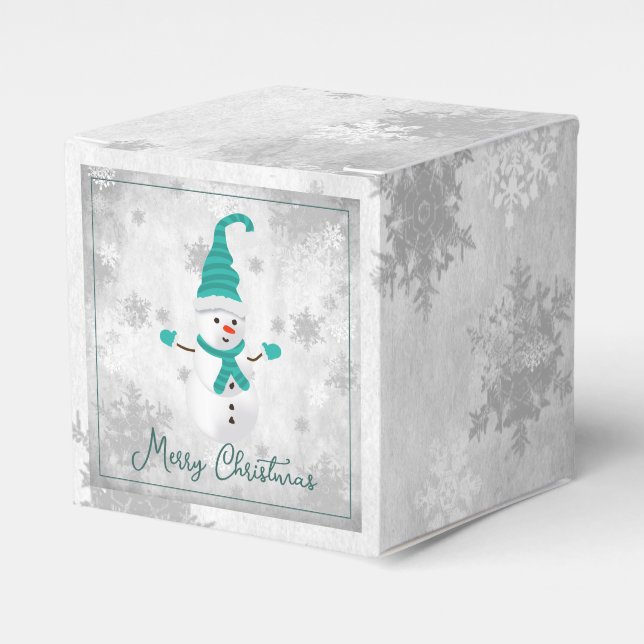 Aquamarine Niedliche Snowman-Gefälligkeitsbox Geschenkschachtel (Vorderseite)