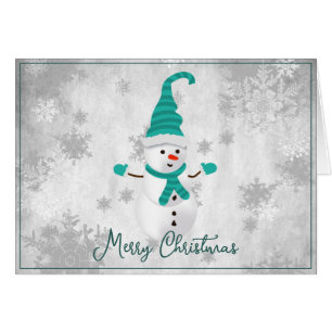 Aquamarine Niedliche Snowman Holiday Grußkarte