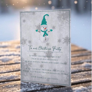 Aquamarine Niedliche Snowman Weihnachts-Party Einl Einladung