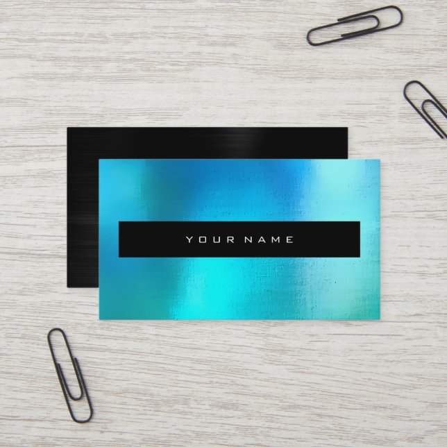 Aquamarine Ocean Blue Black Makeup Stylist Visitenkarte (Vorderseite/Rückseite Beispiel)