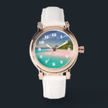 Aquamarine Ocean Tropical Beach Scenic Armbanduhr<br><div class="desc">A watch with a beautiful photograph. A scenic tropical beach with aquamarine water and a white sandy beach with a lush forest in the back. A solitary umbrella available for those who love seclusion.</div>