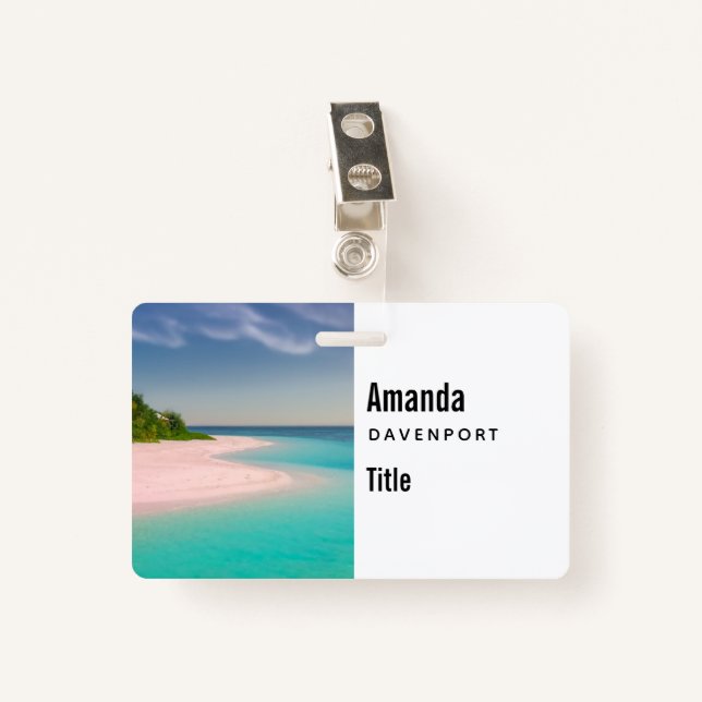 Aquamarine Ocean Tropical Beach Scenic Ausweis (Vorderseite mit Klammer)