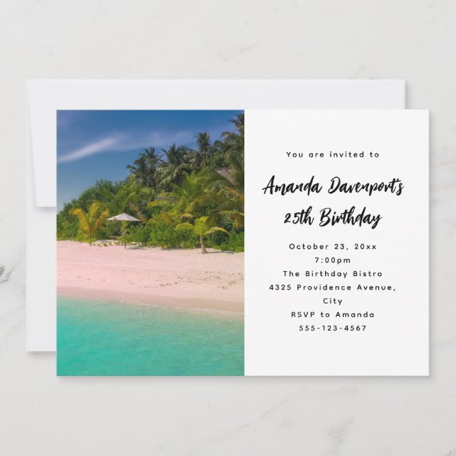 Aquamarine Ocean Tropical Beach Scenic Birthday Einladung (Vorderseite)