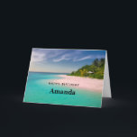 Aquamarine Ocean Tropical Beach Scenic Birthday Karte<br><div class="desc">Birthday card with a beautiful photograph. A scenic tropical beach with aquamarine water and a white sandy beach with a lush forest in the back. A solitary umbrella available for those who love seclusion.</div>