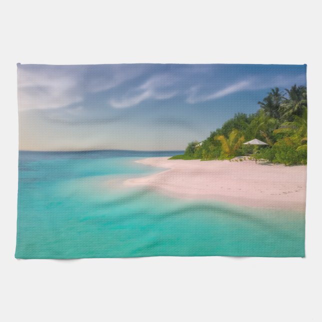 Aquamarine Ocean Tropical Beach Scenic Photo Geschirrtuch (Horizontal)