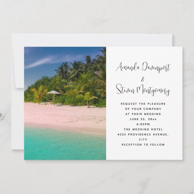 Aquamarine Ocean Tropical Beach Wedding Einladung (Vorderseite)