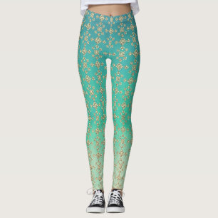 Aquamarine Ombre & Shades of Gray, geometrische Ti Leggings