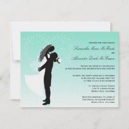 Aquamarine Ombre Silhouette Formal Hochzeit Einlad Einladung