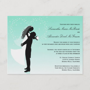 Aquamarine Ombre Silhouette Formal Hochzeit Einlad Einladung
