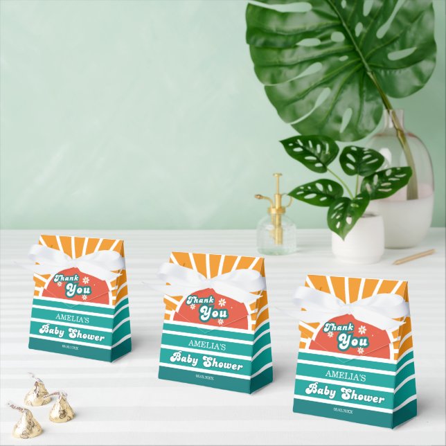 Aquamarine Orange Retro Baby Dusche Leckerei Box Geschenkschachtel (Zahlreiche)