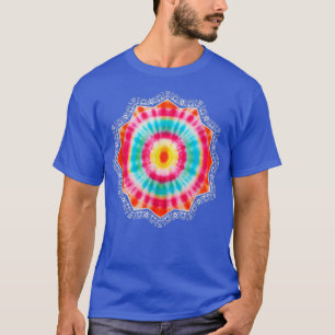 Aquamarine Orange Spiral Gefärbte Krawatte Mandala T-Shirt
