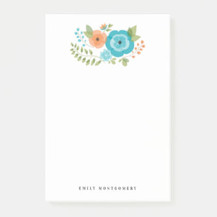 Aquamarine Orangengrün Persönliche Monogramm Post-it Klebezettel