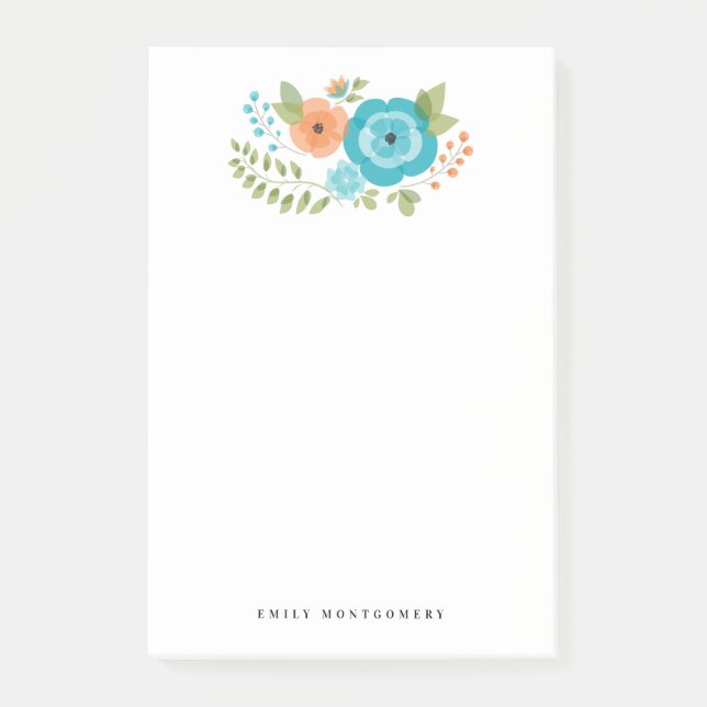 Aquamarine Orangengrün Persönliche Monogramm Post-it Klebezettel (Vorderseite)