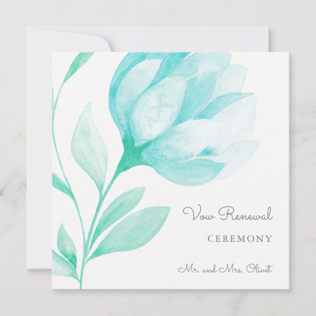 Aquamarine Peonies: Erneuerende Einladung (Vorderseite)