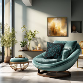 Aquamarine Peonings auf schwarzem Kissen