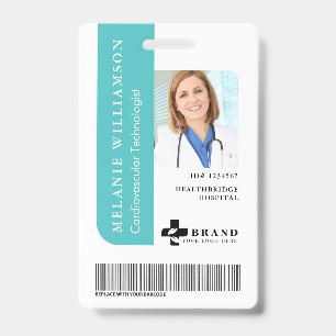 Aquamarine Personalisierte Medical Employee Foto I Ausweis
