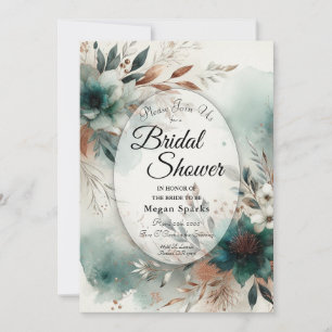 Aquamarine Petals im Bronze Bloom Brautparty Einladung