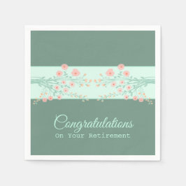 Aquamarine Pfirsiche und rosa Blüten Serviette