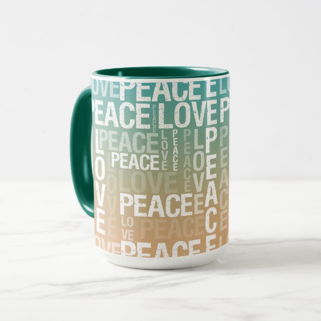 Aquamarine Pfirsichgoldweiße Liebe              Tasse (Vorderseite Links)