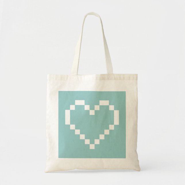 Aquamarine, pixelige Herzenskieltasche | Pixel Art Tragetasche (Vorne)