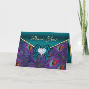 Aquamarine Plum Pfau Dankeschön Karte