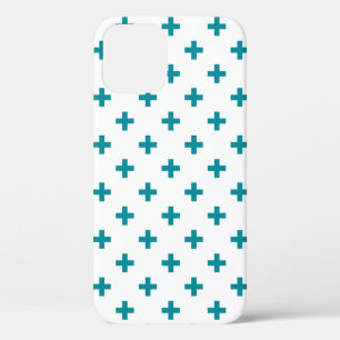 Aquamarine Polka-Kreuze auf Weiß Case-Mate iPhone Hülle