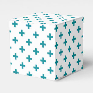 Aquamarine Polka-Kreuze auf Weiß Geschenkschachtel