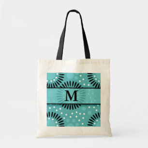 Aquamarine Polka-Punkt-mit Monogramm mit Tragetasche