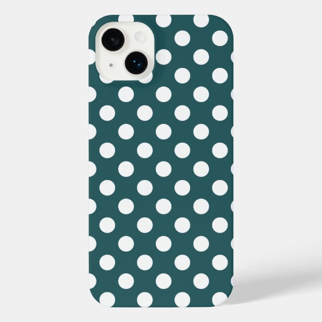 Aquamarine Polka-Punkte iPhone 14 Plus Hülle (Rückseite)