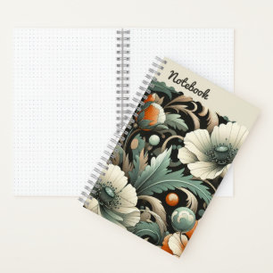 Aquamarine Poppies & Golden Acanthus Notizbuch