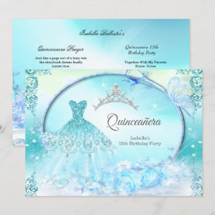Aquamarine Prinzessin Quinceanera Magisches Kleid Einladung