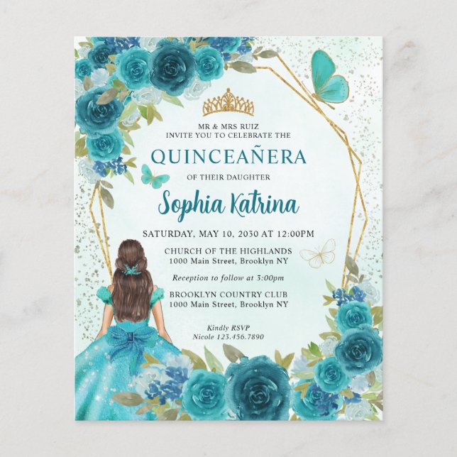 Aquamarine Prinzessin von Green Gold Quinceañera (Vorderseite)